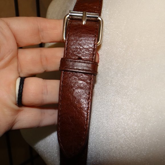 ENTRA Dark Brown Reptile Print Leather Shoulder Crossbody Bag/Calf Hair Flap - Picture 3 of 8